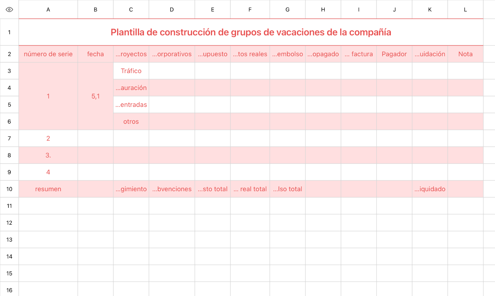 Plantilla de construcción de grupos de vacaciones de la compañía